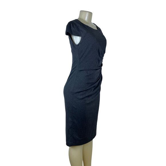 Ruby Belle Womens Gray Herringbone Cap Sleeve Sheath Dress Stylish Size 8 - Picture 2 of 8